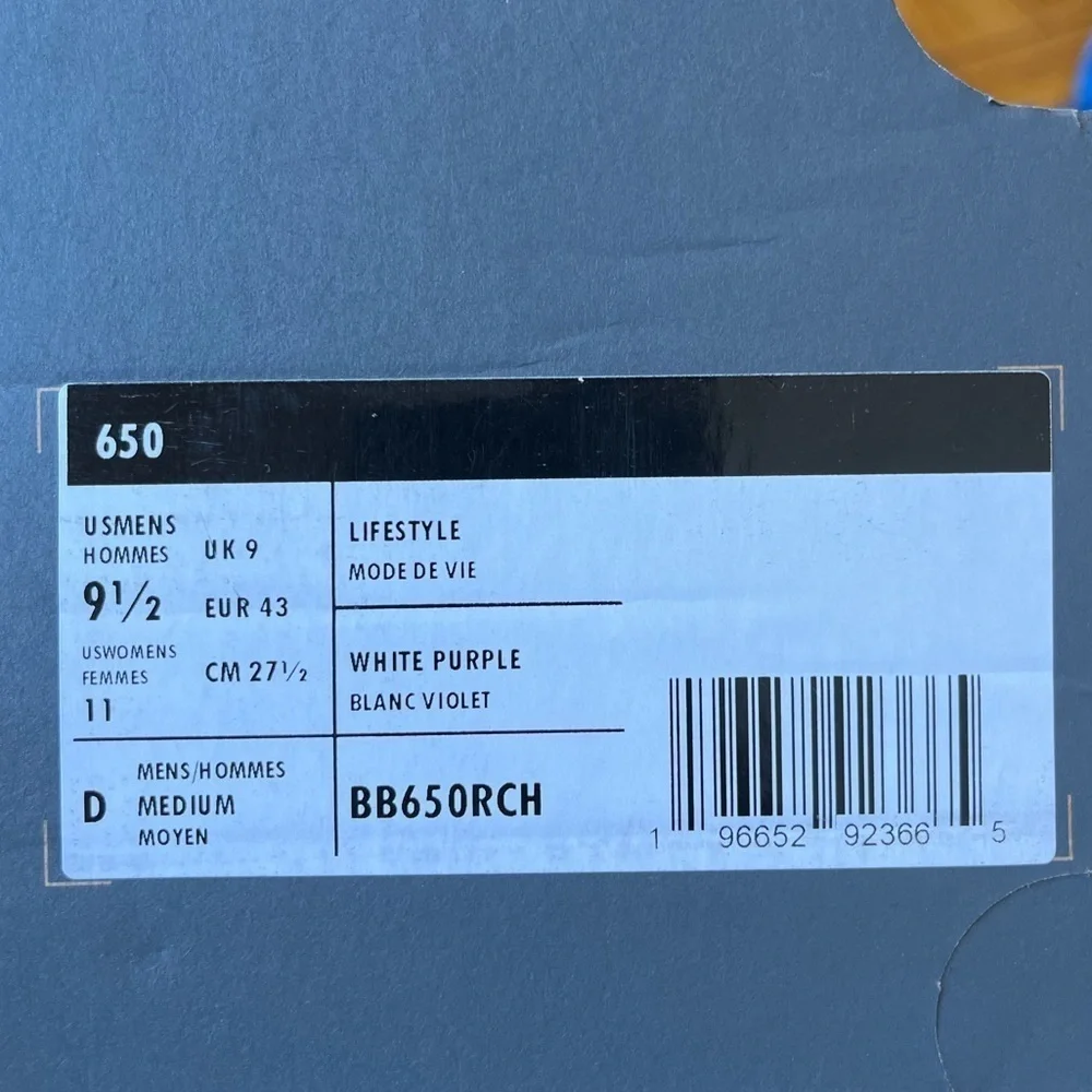 New Balance 650 White Burgundy High Top Sneakers Men 9.5 Women 11